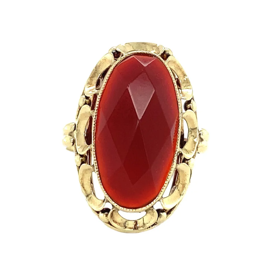 Gold ring with carnelian 14 krt>Vintage Jewellery Sale