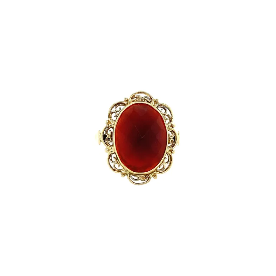 Gold ring with carnelian 14 krt>Vintage Jewellery Online