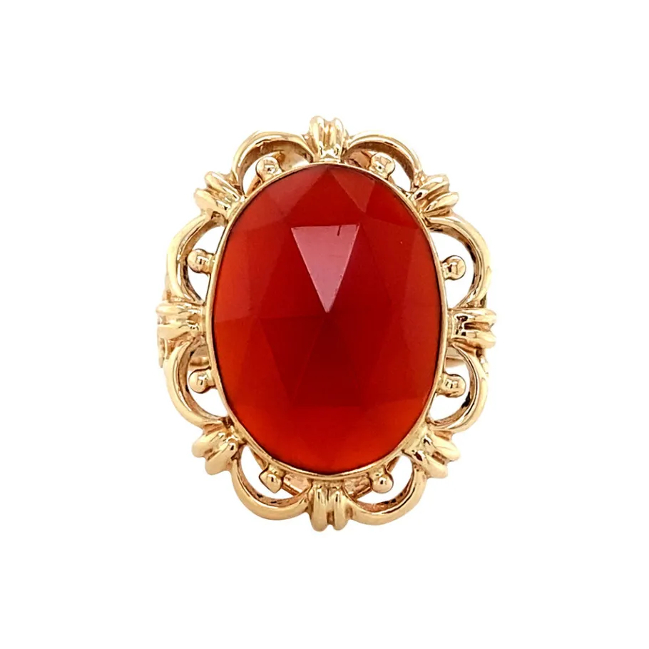 Gold ring with carnelian 14 krt>Vintage Jewellery Outlet