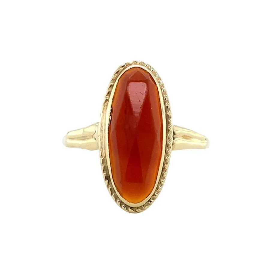 Gold ring with carnelian 14 krt>Vintage Jewellery Outlet