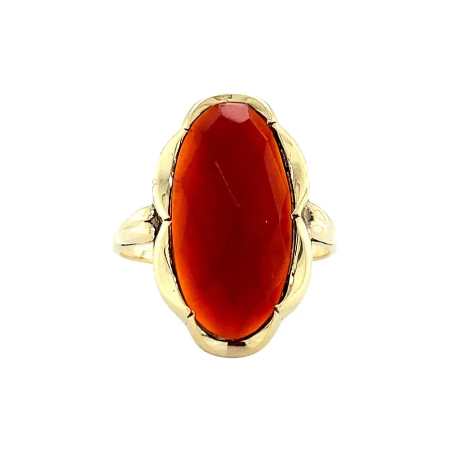 Gold ring with carnelian 14 krt>Vintage Jewellery Clearance