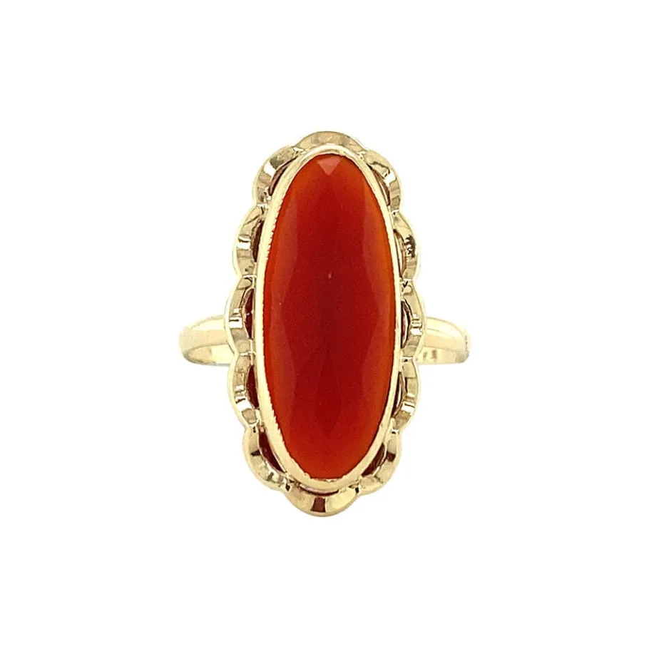 Gold ring with carnelian 14 krt>Vintage Jewellery Sale