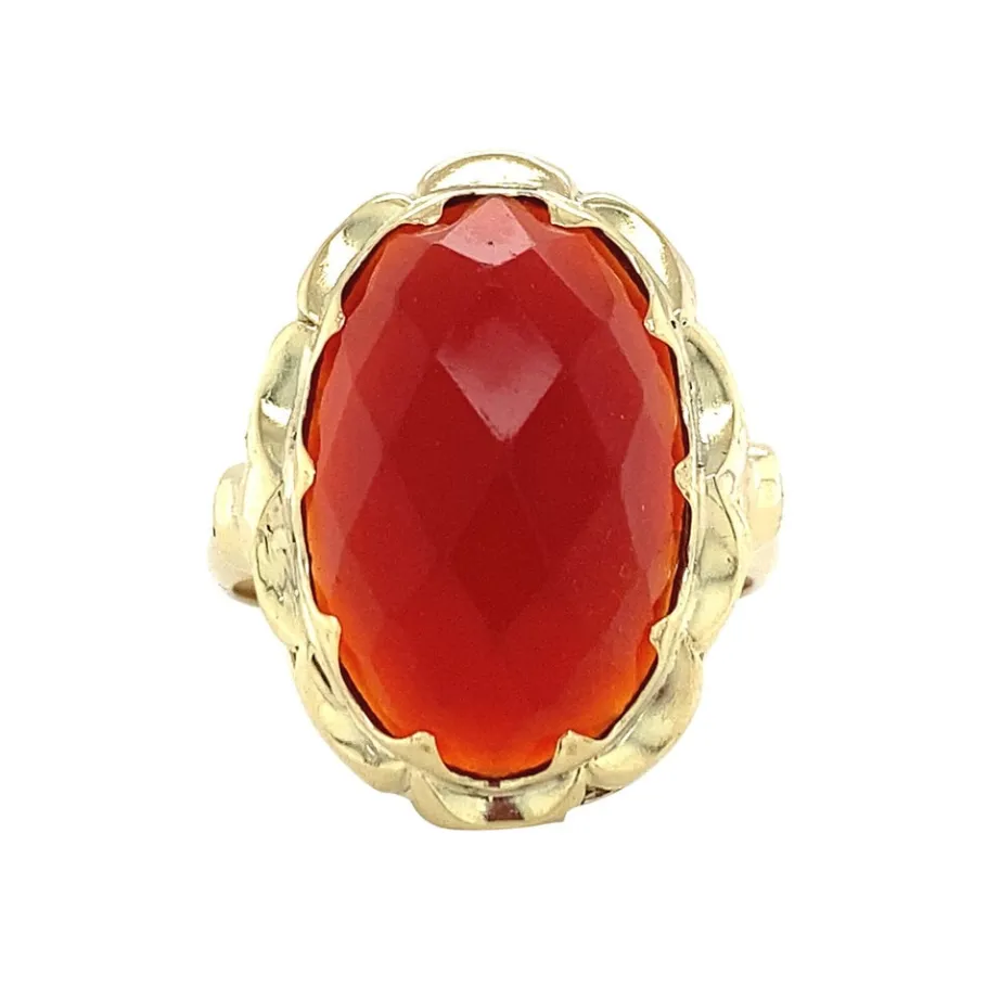 Gold ring with carnelian 14 krt>Vintage Jewellery Discount