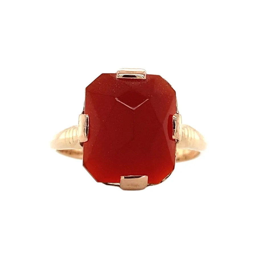 Gold ring with carnelian 14 krt>Vintage Jewellery Hot