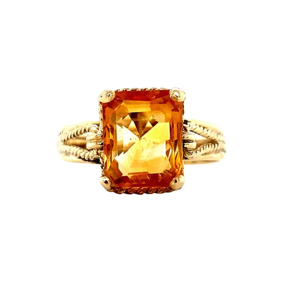 Gold ring with citrine 14 krt>Vintage Jewellery Clearance