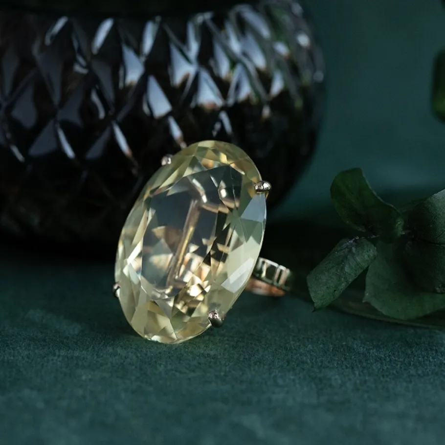 Gold ring with citrine 18 krt>Vintage Jewellery Online