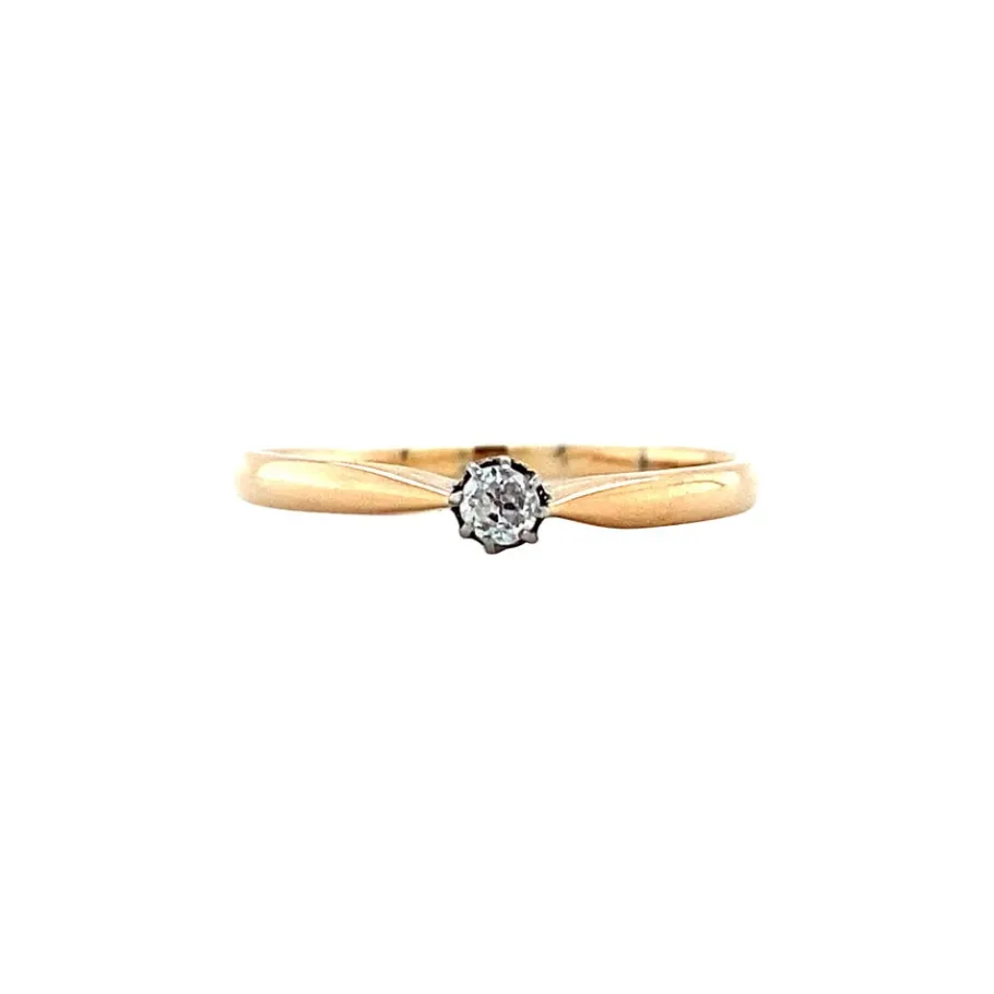 Gold ring with diamonds 14 krt/900>Vintage Jewellery Online