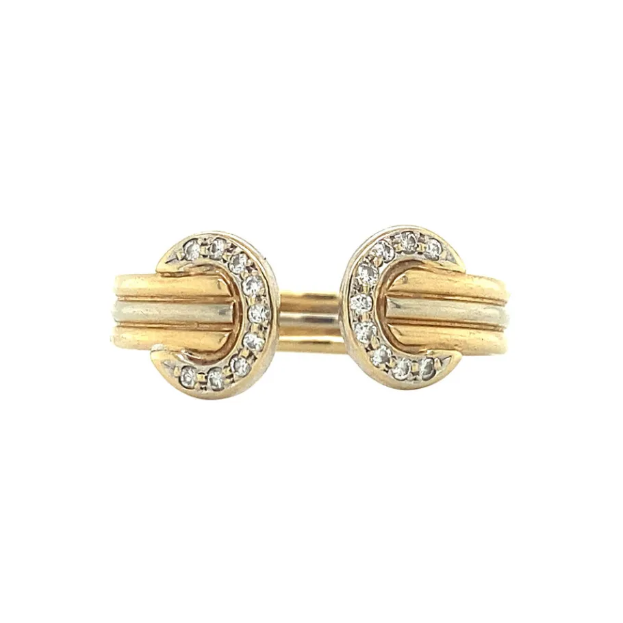 Gold ring with diamonds 14 krt>Vintage Jewellery Best