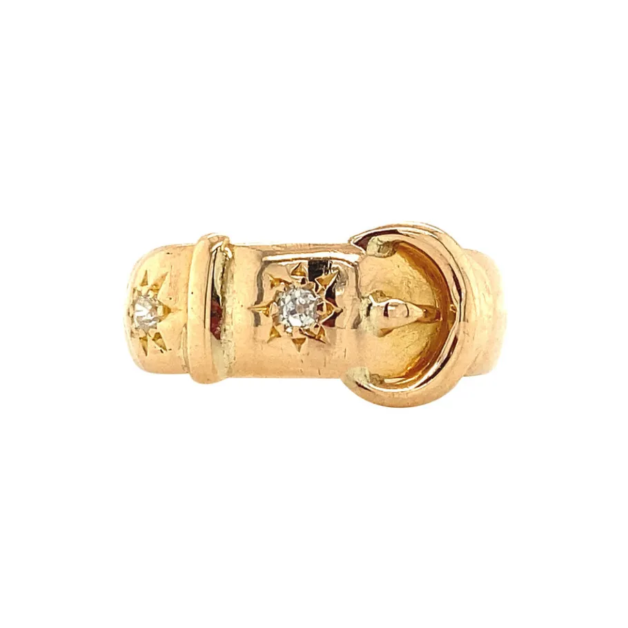 Gold ring with diamonds 18 krt>Vintage Jewellery Hot