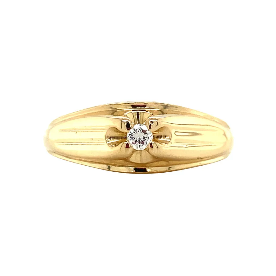 Gold ring with diamonds 18 krt>Vintage Jewellery New