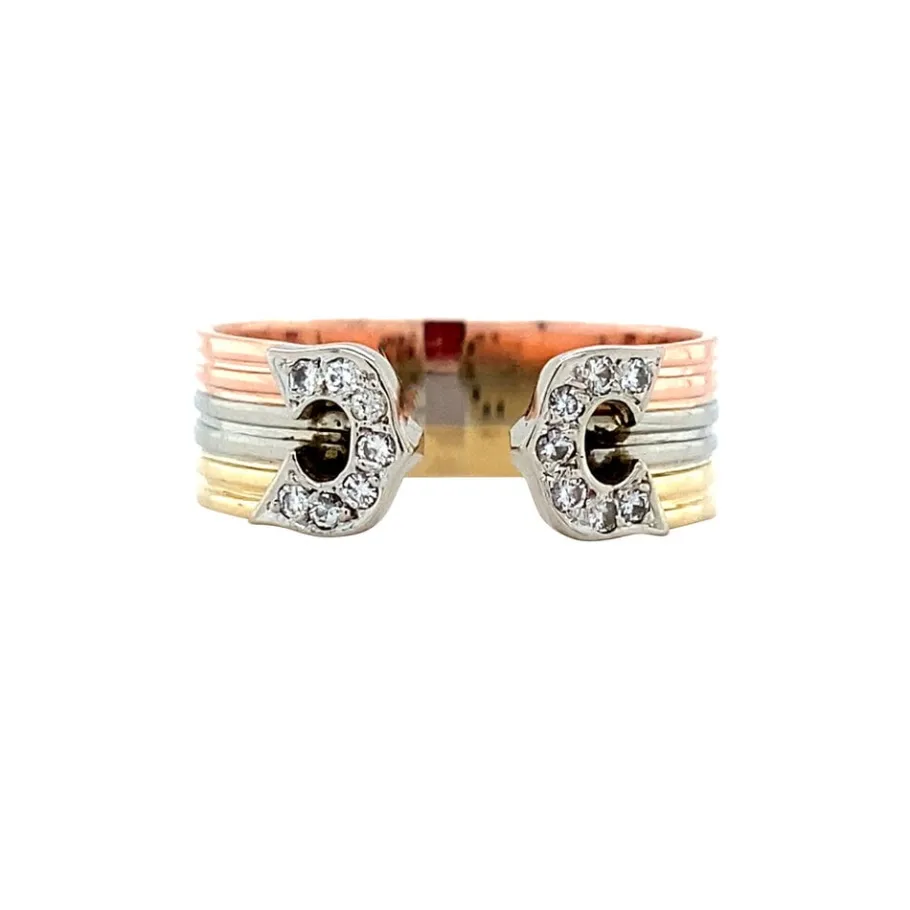 Gold ring with diamonds 14 krt>Vintage Jewellery Discount