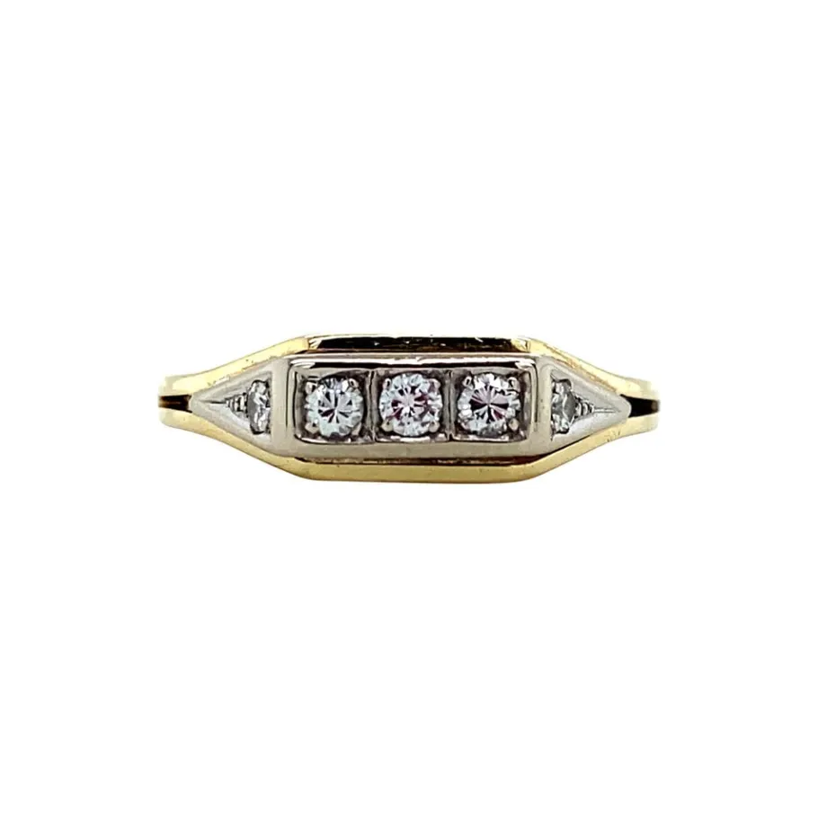 Gold ring with diamonds 14 krt>Vintage Jewellery Discount