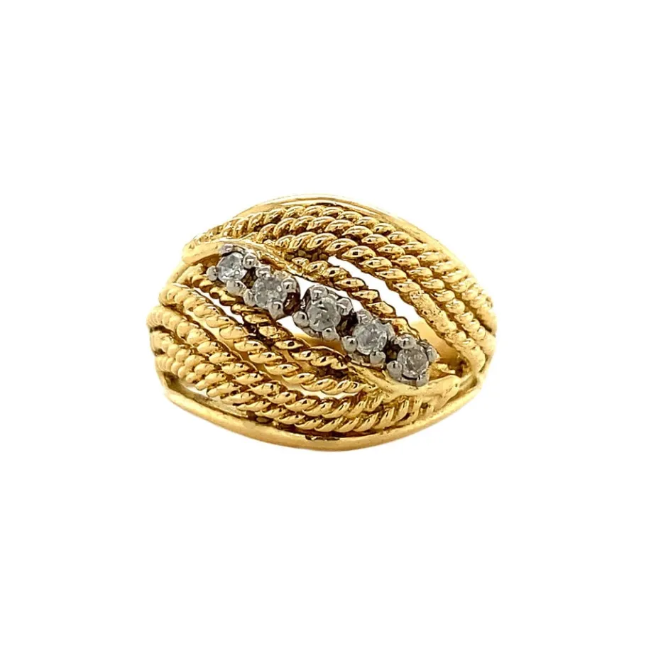 Gold ring with diamonds 18 krt>Vintage Jewellery Discount