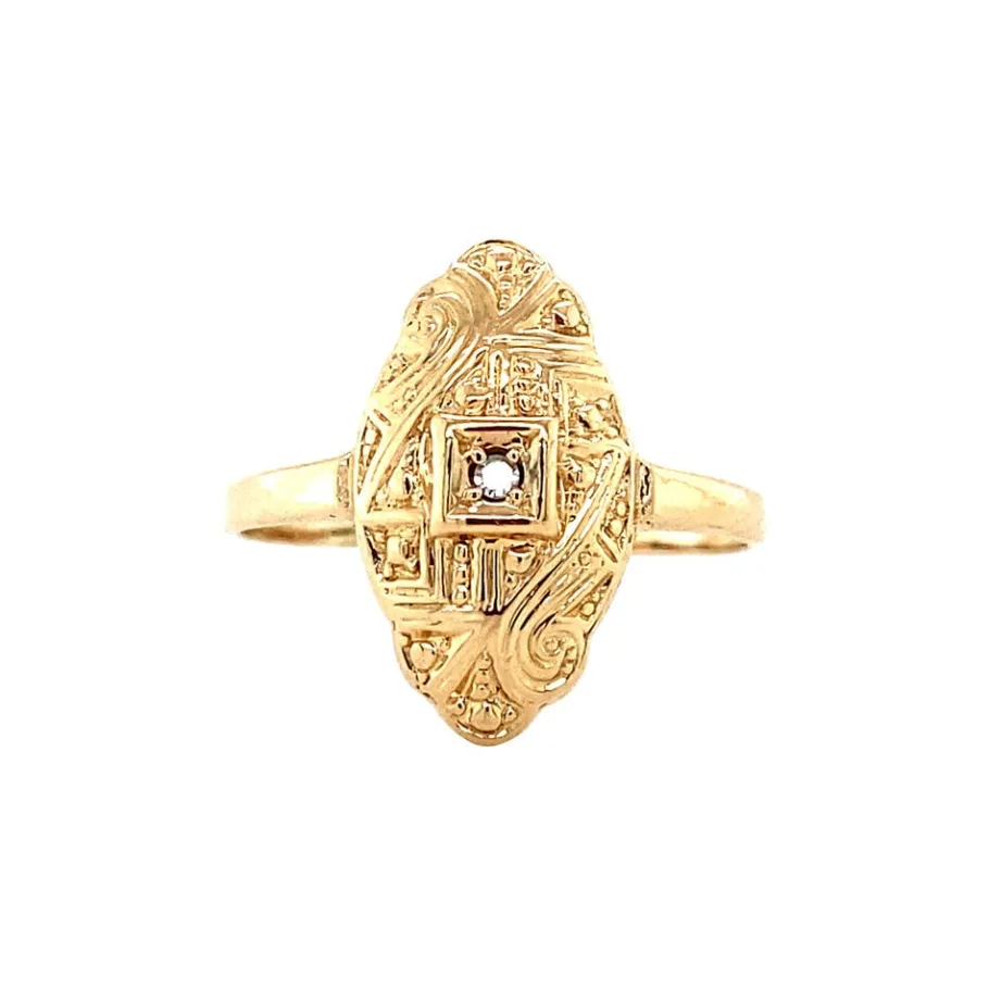 Gold ring with diamonds 14 krt>Vintage Jewellery Discount