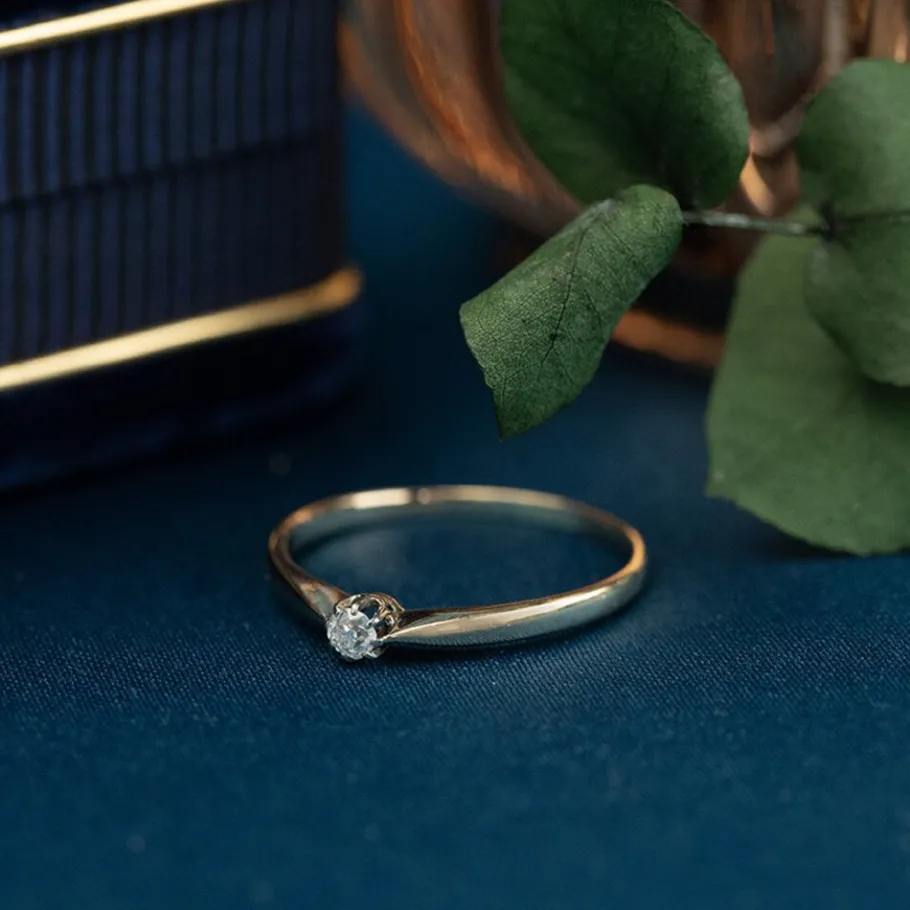 Gold ring with diamonds 14 krt/900>Vintage Jewellery Online