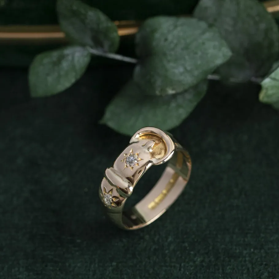 Gold ring with diamonds 18 krt>Vintage Jewellery Hot