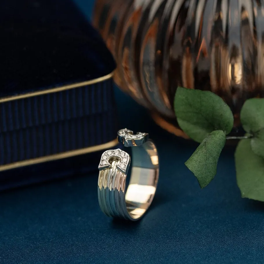 Gold ring with diamonds 14 krt>Vintage Jewellery Discount