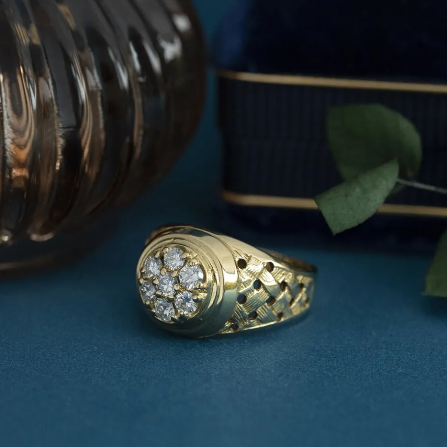 Gold ring with diamonds 14 krt>Vintage Jewellery Discount