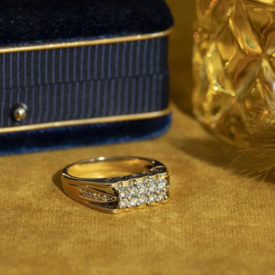 Gold ring with diamonds 14 krt>Vintage Jewellery Sale