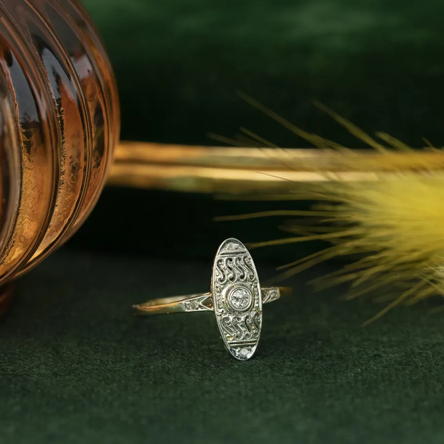 Gold ring with diamonds 14 krt>Vintage Jewellery Discount