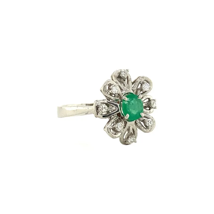 gold_ring_with_emerald_an_2-3.webp Gold ring with emerald and diamond 18 krt>Vintage Jewellery Clearance