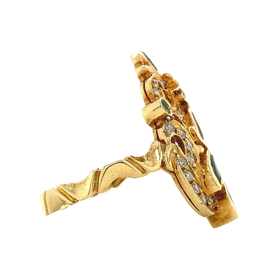 gold_ring_with_emerald_sa_3.webp Gold ring with emerald, sapphire, ruby and diamond 18 krt>Vintage Jewellery Sale
