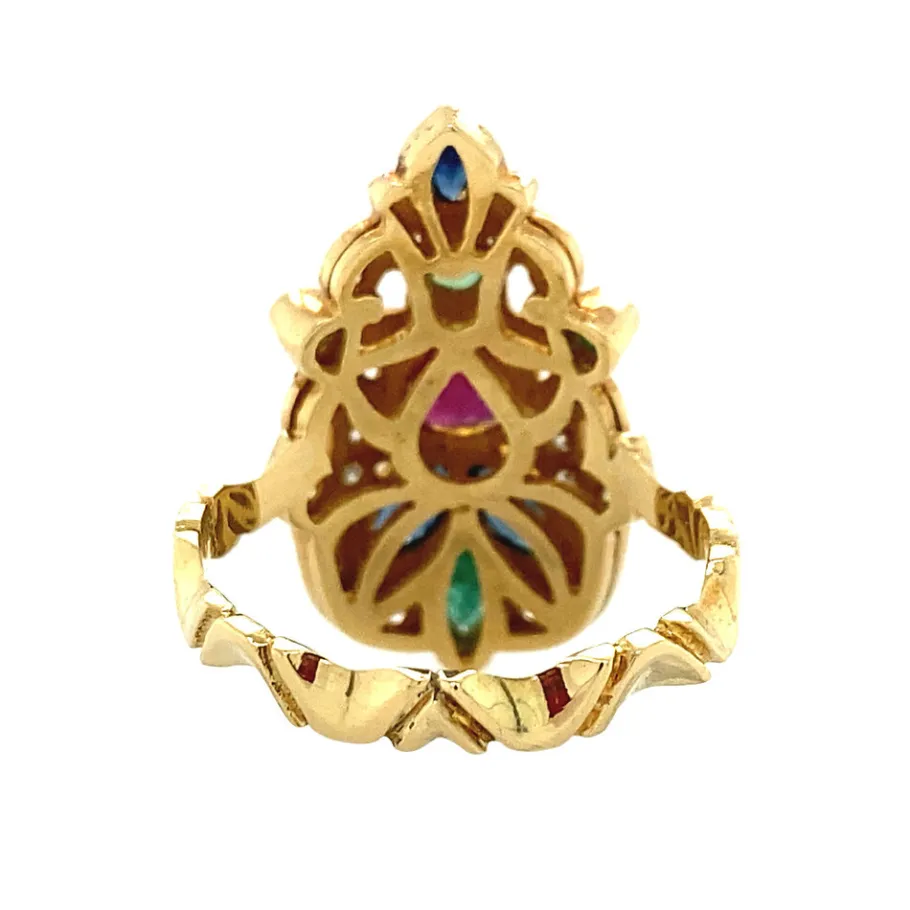 gold_ring_with_emerald_sa_4.webp Gold ring with emerald, sapphire, ruby and diamond 18 krt>Vintage Jewellery Sale