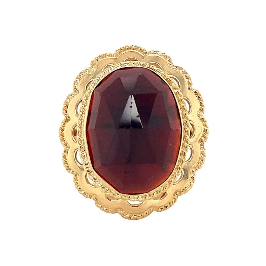 Gold ring with garnet 14 krt>Vintage Jewellery Discount