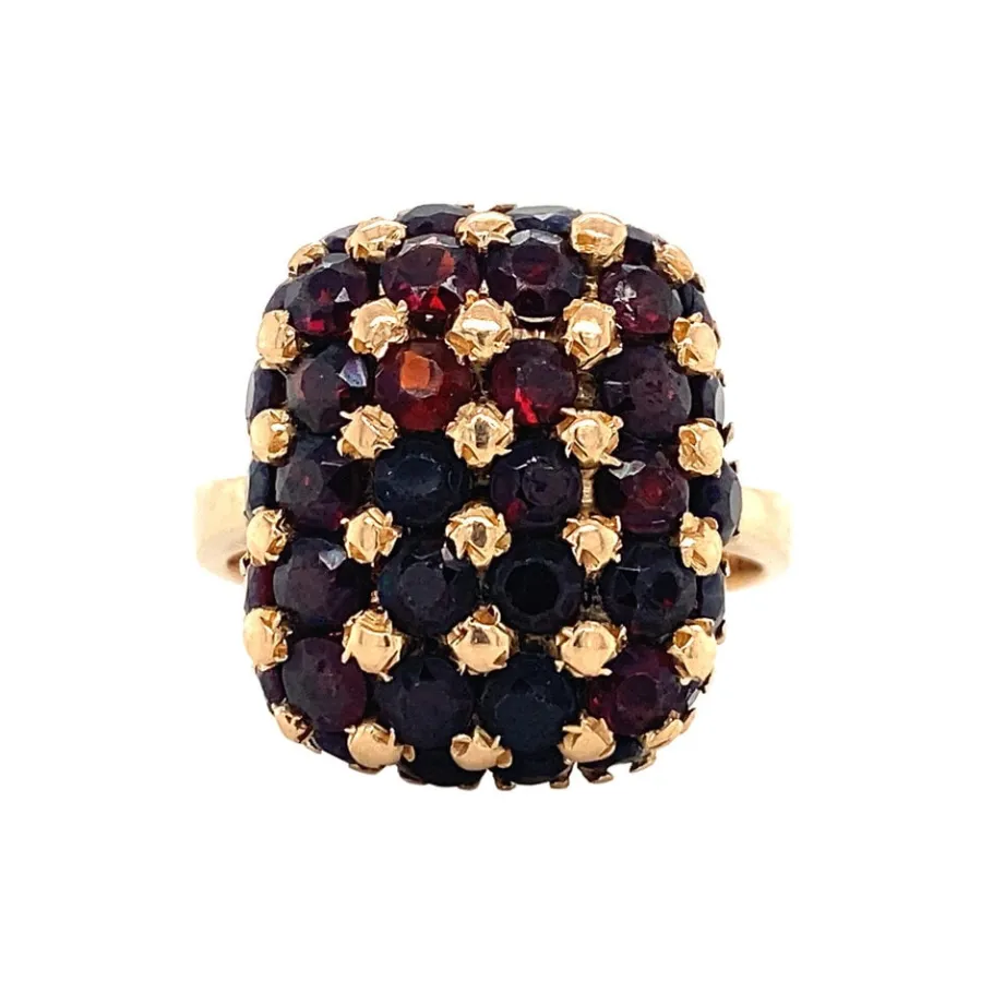 Gold ring with garnet 18 krt>Vintage Jewellery Outlet