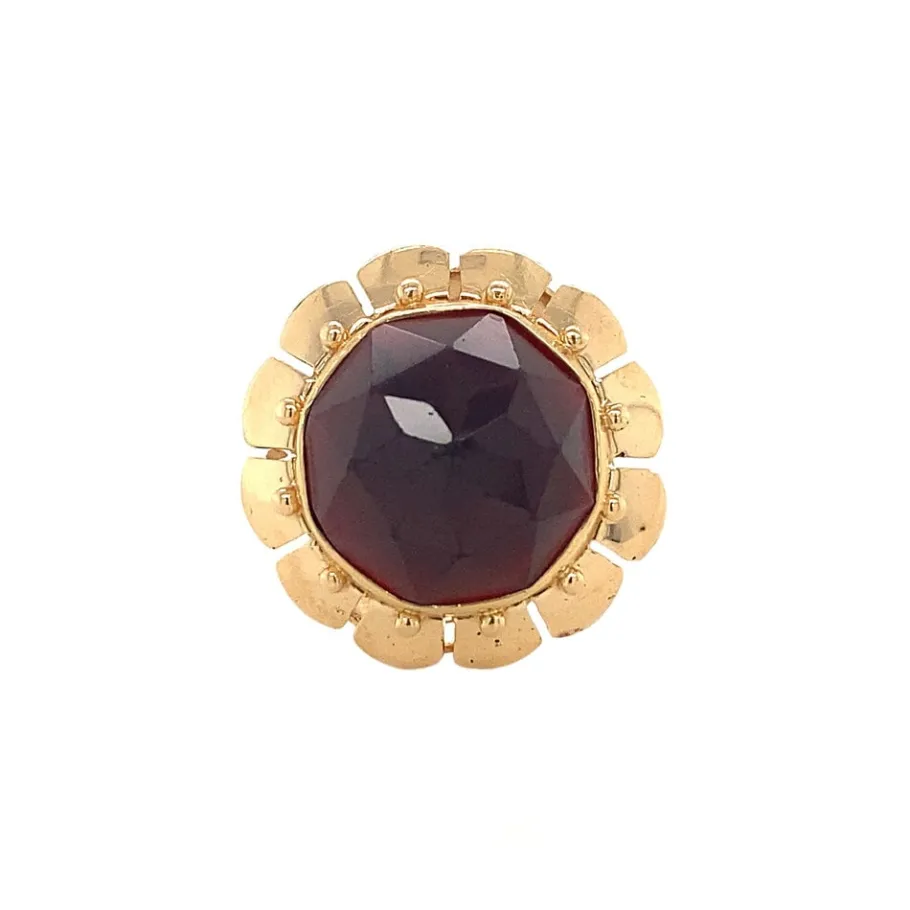 Gold ring with garnet 14 krt>Vintage Jewellery Hot