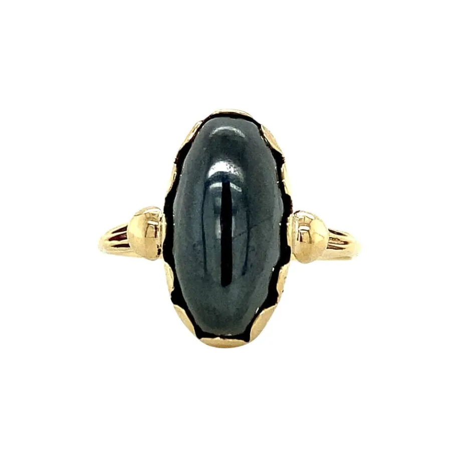 Gold ring with haematite 14 krt>Vintage Jewellery Sale