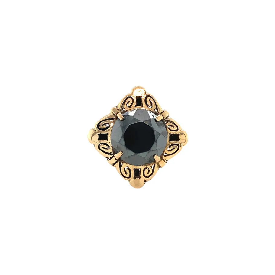 Gold ring with haematite 14 krt>Vintage Jewellery Discount