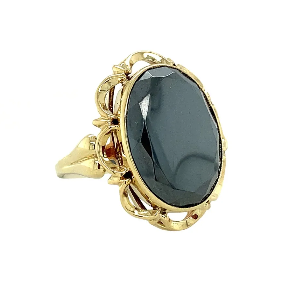 gold_ring_with_haematite__2-2.webp Gold ring with haematite 14 krt>Vintage Jewellery Online