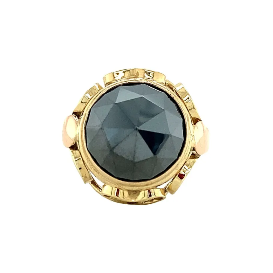 Gold ring with hematite 14 krt>Vintage Jewellery Sale