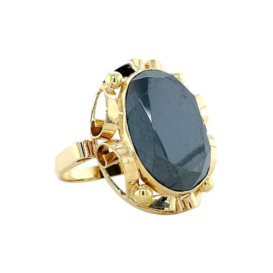 gold_ring_with_hematite___2-1.webp Gold ring with hematite 14 krt>Vintage Jewellery Fashion