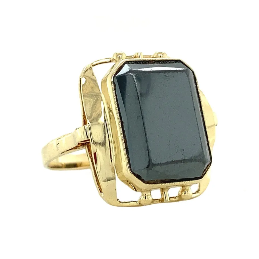 gold_ring_with_hematite___2-4.webp Gold ring with hematite 14 krt>Vintage Jewellery Outlet