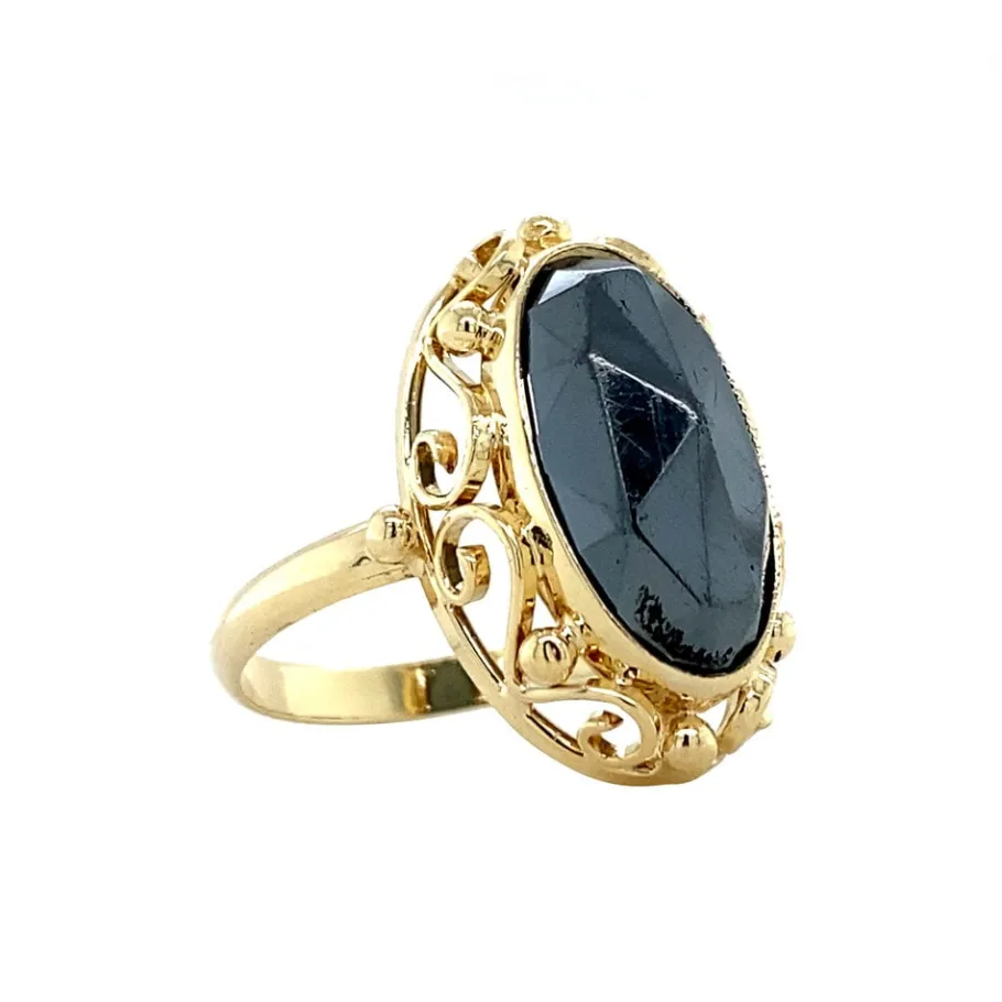 gold_ring_with_hematite___2-5.webp Gold ring with hematite 14 krt>Vintage Jewellery New