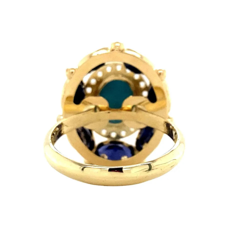 gold_ring_with_iolite_tur_4.webp Gold ring with iolite, turquoise and sapphire 18 krt>Vintage Jewellery Best