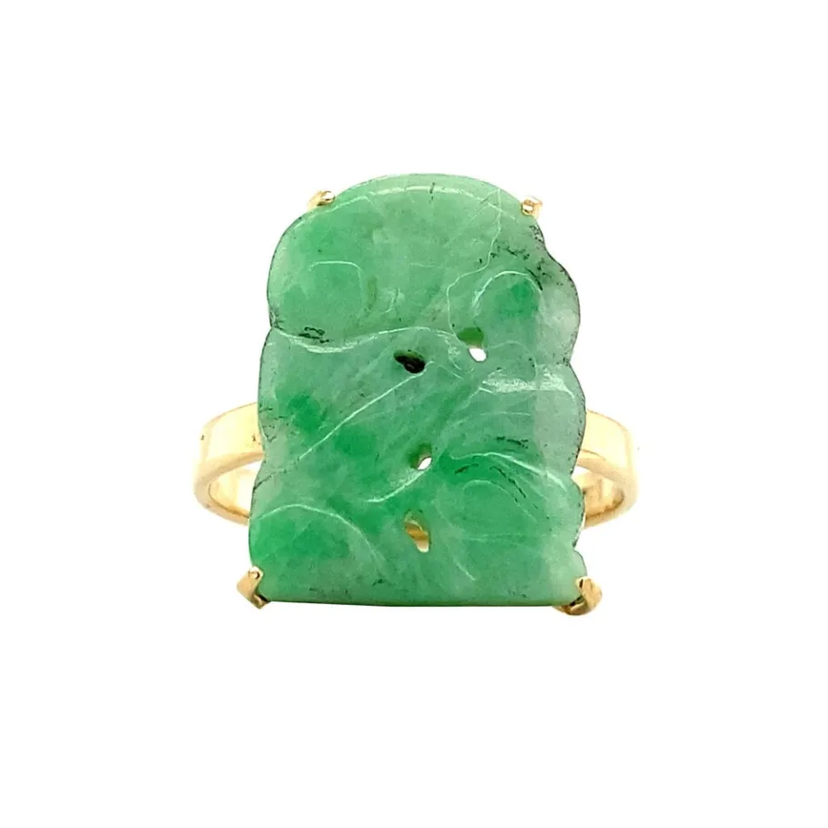Gold ring with jade 14 krt>Vintage Jewellery Best
