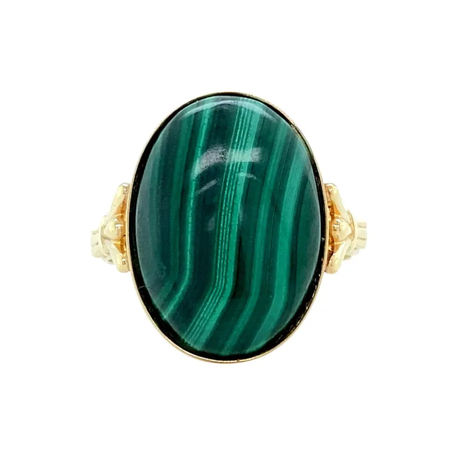 Gold ring with malachite 14 krt>Vintage Jewellery Fashion