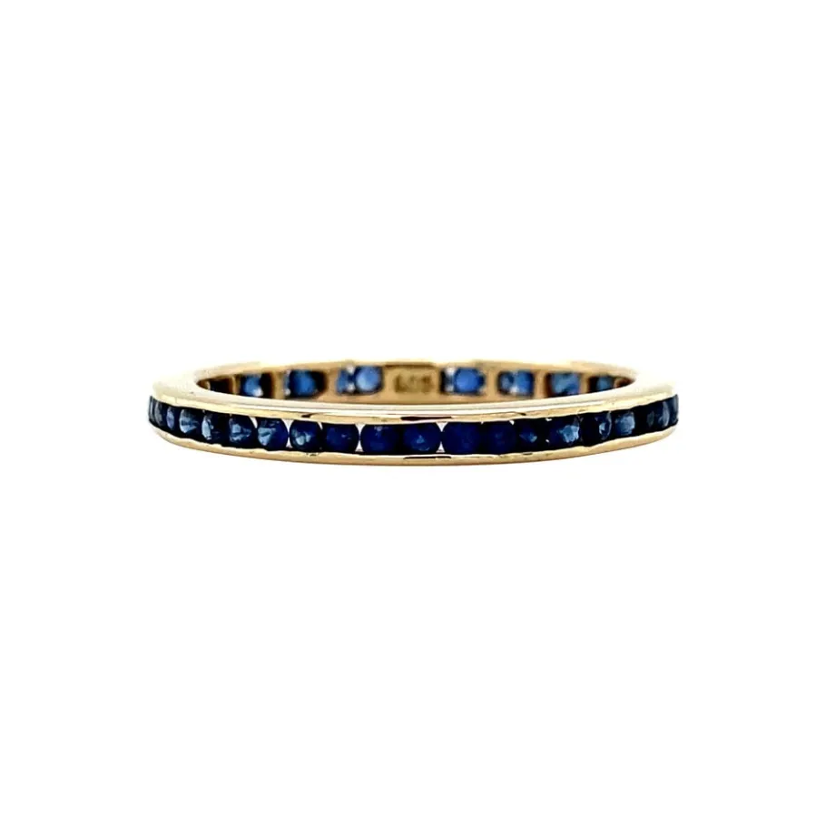 Gold ring with natural sapphire 14 krt>Vintage Jewellery Best