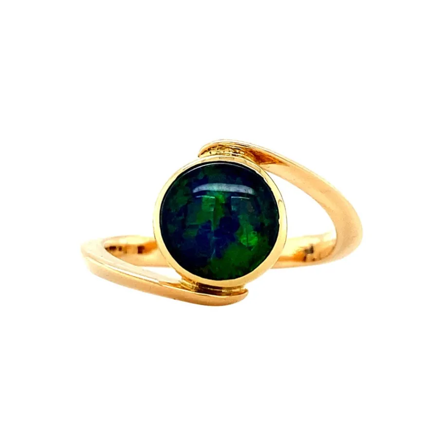 Gold ring with opal triplet 18 krt>Vintage Jewellery Outlet