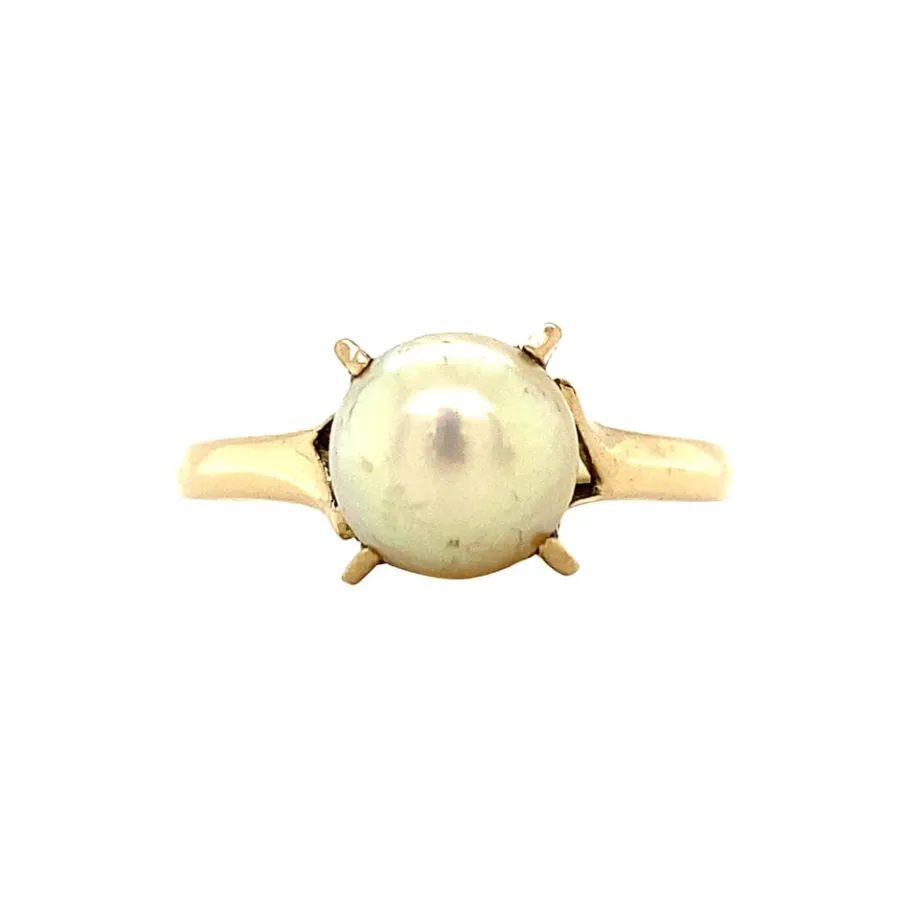Gold ring with pearl 18 krt>Vintage Jewellery Outlet