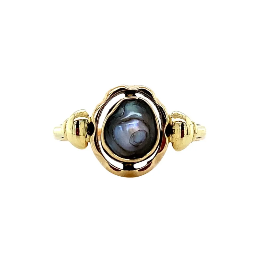 Gold ring with pearl 14 krt>Vintage Jewellery Clearance