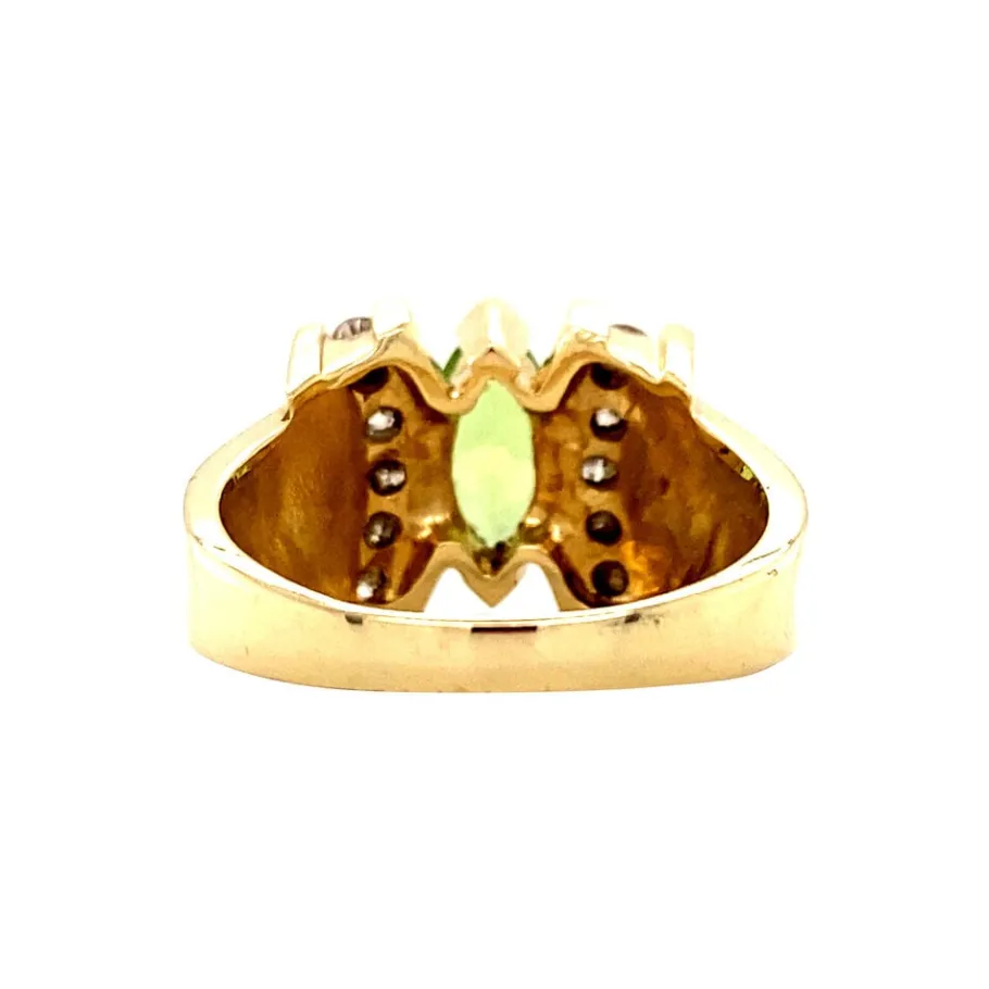 gold_ring_with_peridote_a_4.webp Gold ring with peridote and diamonds 14 krt>Vintage Jewellery Discount