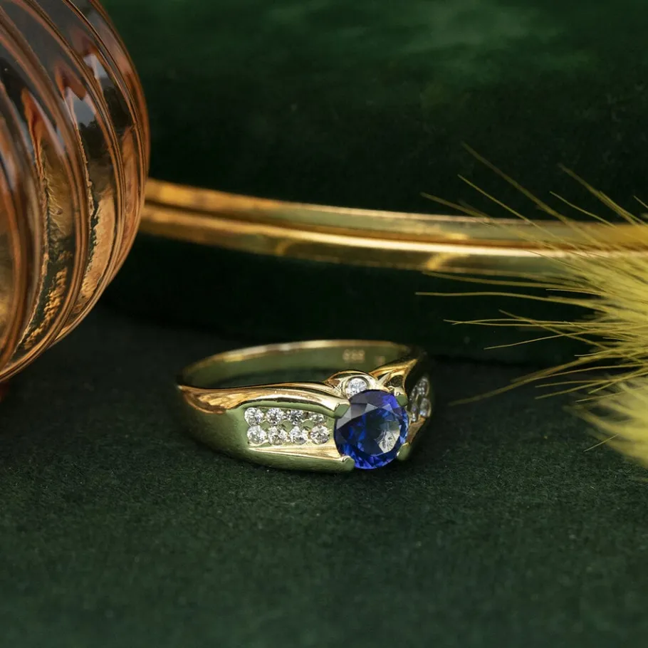 gold_ring_with_sapphire_a_1-1.webp Gold ring with sapphire and zirconia 14 krt>Vintage Jewellery Clearance