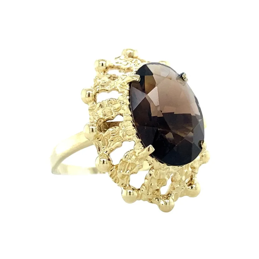 gold_ring_with_smoky_quar_2.webp Gold ring with smoky quartz 14 krt>Vintage Jewellery Fashion