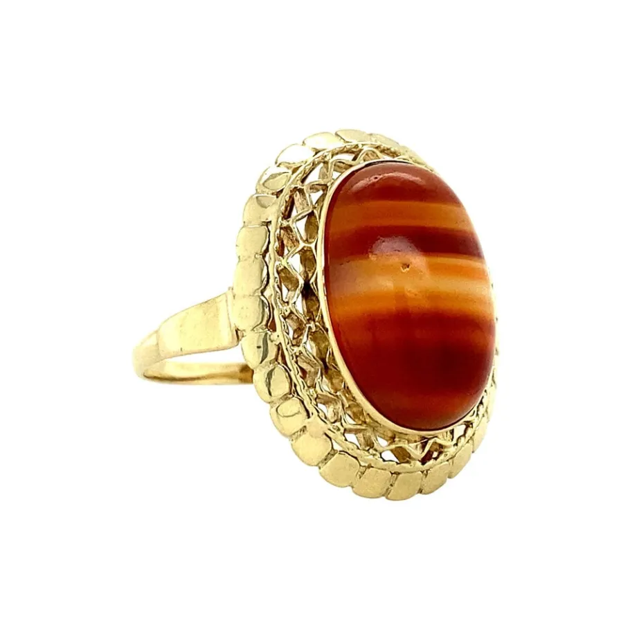 gold_ring_with_stripe_aga_2.webp Gold ring with stripe agate 14 krt>Vintage Jewellery Best