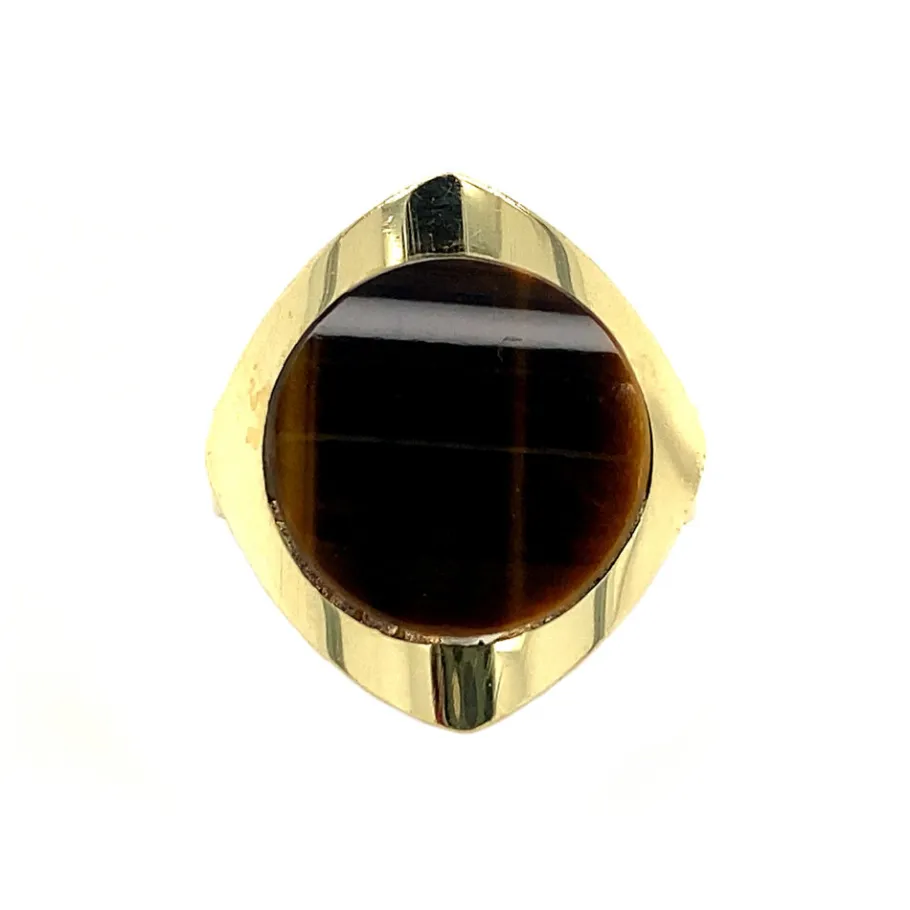 Gold ring with tiger eye 14 krt>Vintage Jewellery Online