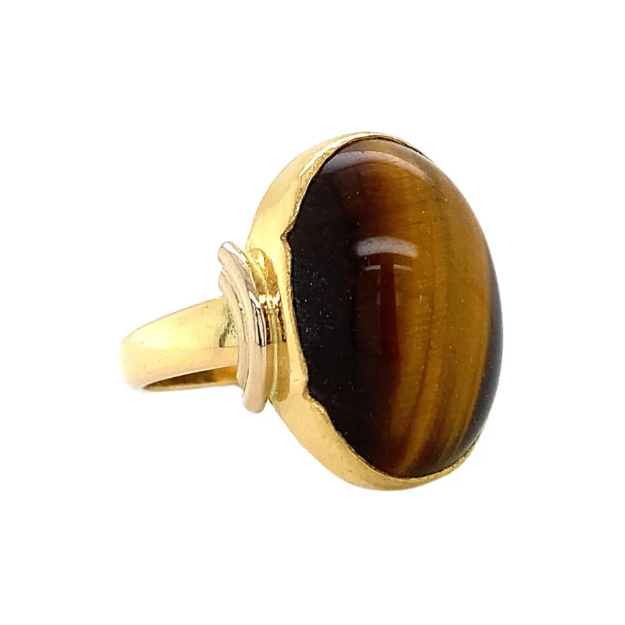 gold_ring_with_tiger_eye__2-3.webp Gold ring with tiger eye 14 krt>Vintage Jewellery Online